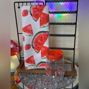 NWOT - Watermelon Kitchen Towel with Tumbler.